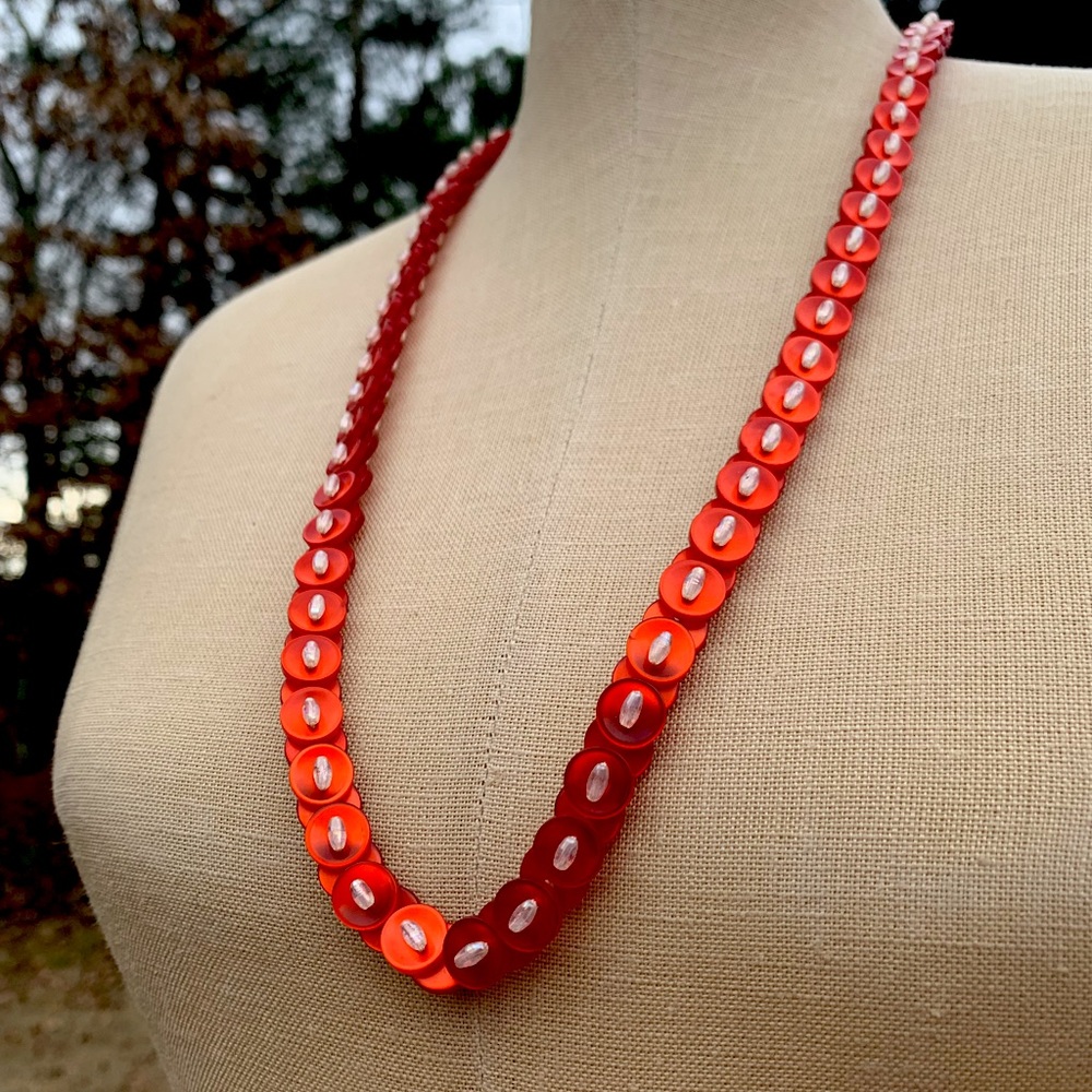 Vintage Button & Faux Pearl Beaded Necklace Strand - Picture 1 of 7